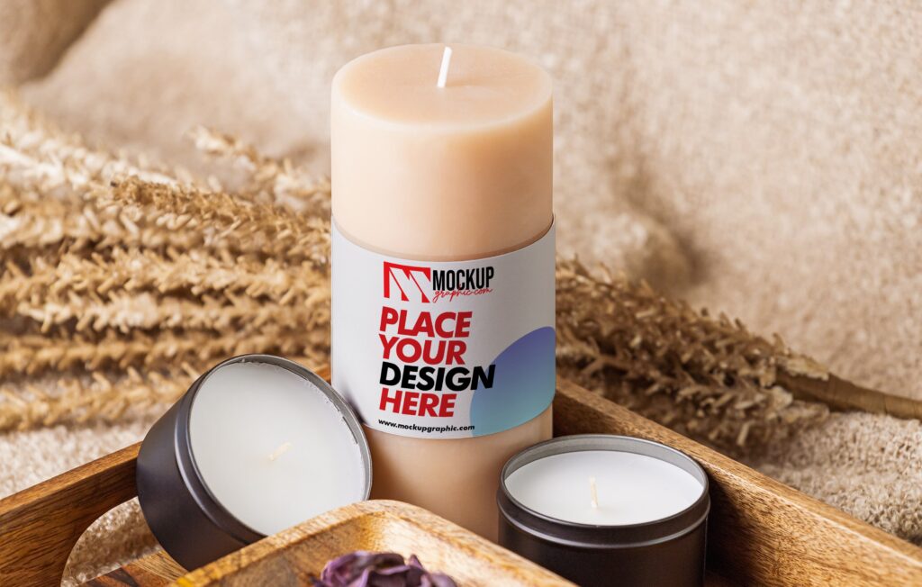 Candle_ With_ Aromatherapy_ Elements_ Mockup_Design_www.mockupgraphic.com