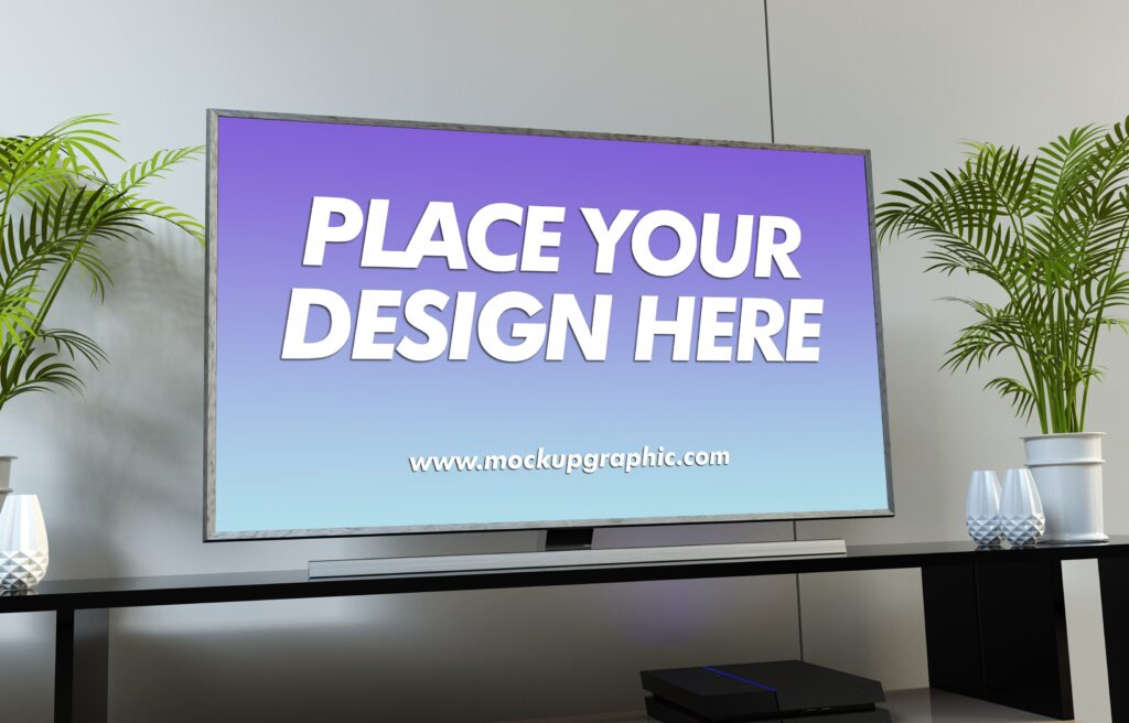 Free_ Big_ TV_ Screen_ Mockup_Design_www.mockupgraphic.com