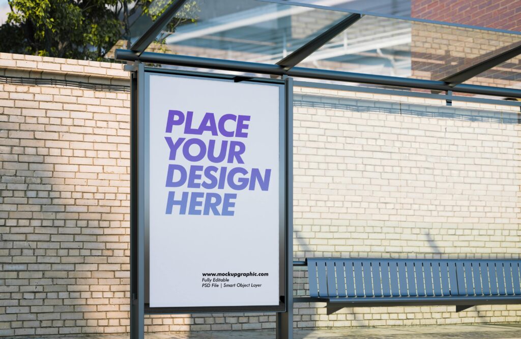 Free_ Bus_ Shelter_ Banner_ Mockup_Design_www.mockupsgraphic.com