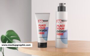 Free_ Cosmetic_ Tube_ And_ Pump_ Bottle_ Mockup_Design_www.mockupgraphic.com