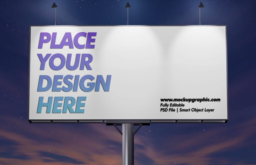 Free_ Night_ Light_ Bill Board_ Mockup_Design_www.mockupgraphic.com