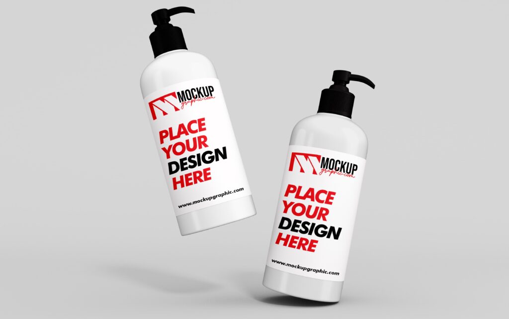 Glossy_ Plastic_ Cosmetic_ Pump_ Bottle_ Mockup_Design_www.mockupgraphic.com