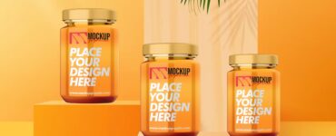 PSD_ Glass_ Honey_ Jar_ Bottles_ Mockup_Design_www.mockupgraphic.com