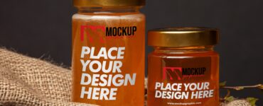 PSD_ View_ Of_ Glass_ Honey_ Jars_ Mockup_Design_www.mockupgraphic.com