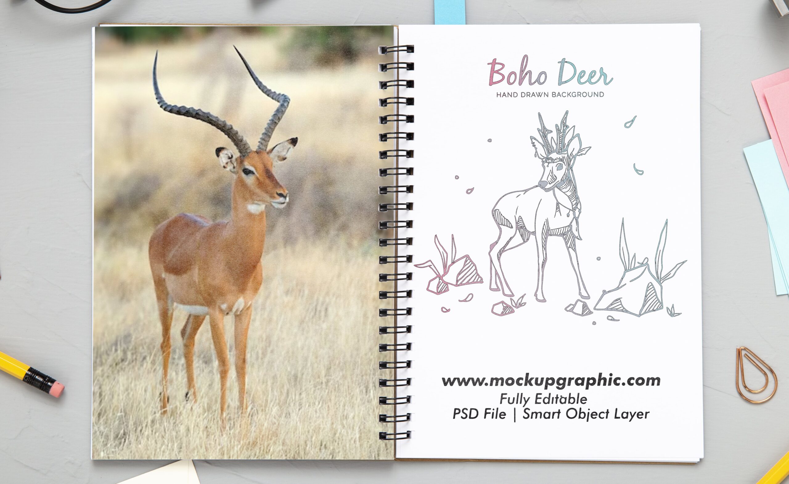Deer_ Sketch_ notepad_ Mockup_Design_www.mockupgraphic.com