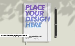 PSD_Notebook_With Pencil_Mockup_Design_www.mockupgraphic.com